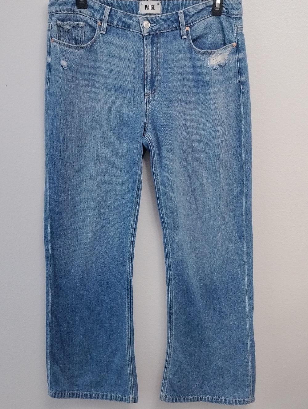 PAIGE Seville Distressed Women's Light/Med Wash Straight-Leg Jeans